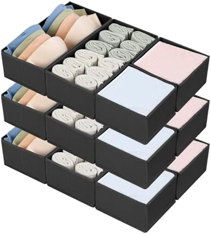 DIMJ Drawer Organizers, Set of 12 Clothes Drawer Organizer, Foldable Closet Drawer Organizer, Dresser Drawer Organizers 