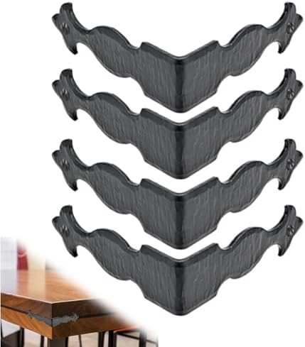 4 Pack - 4" Metal Corner Bracket for Furniture - Black - Handmade Decorative Corner Braces - Rustic Metal Corner Bracket