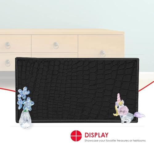 Perfume Tray for Vanity, (Black), by Home Basics | Faux Crocodile Vanity for Dresser Tops | Organizer Tray Great for Ser