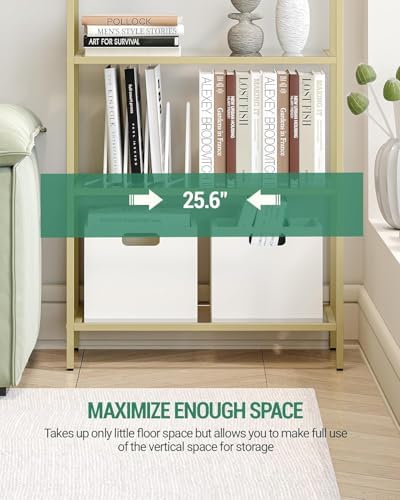 Hzuaneri Bookcase Bookshelf, Tempered Glass Arched Bookshelf