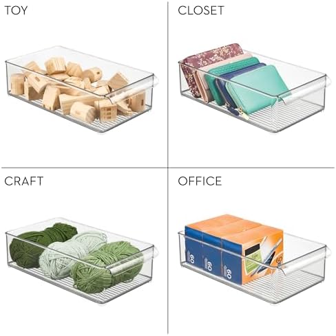 iDesign Stackable Fridge or Freezer Bin, Clear, Set of 3