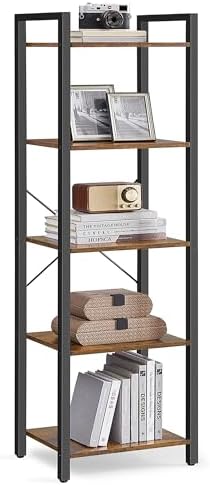 VASAGLE 5-Tier Bookshelf, Bookcase Book Shelf with Steel Frame,