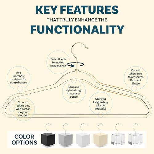 DEILSY™ Clear Thin Hangers with Gold Hook Non-Velvet Hangers 50 Pack