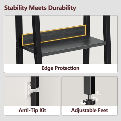 Furologee Bookshelf Set of 2, 6 Tier Ladder Shelf with Drawer