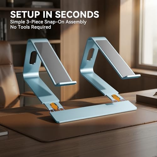 SOUNDANCE Laptop Stand, Aluminum Ergonomic Desk Riser, 10-15.6", Aquamarine