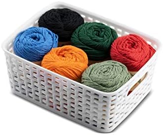 Set of 6 Plastic Storage Baskets - Small Pantry Organizer Basket Bins - Household Organizers with Cutout Handles for Kit