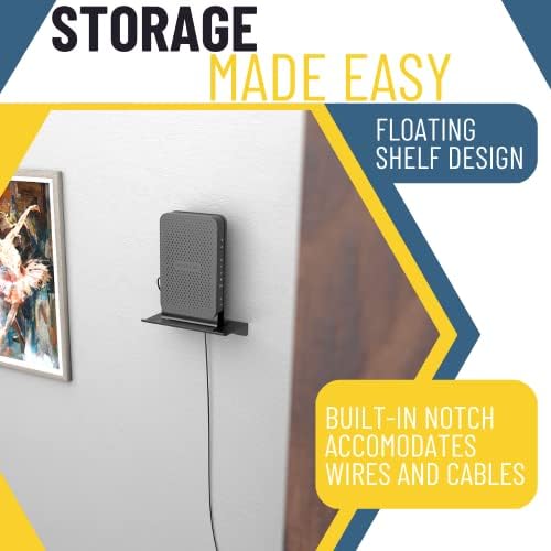 Koova WiFi Router or Speaker Shelf | Floating Shelving for Cable Box, Modem, Gaming System & Streaming Media Devices | V