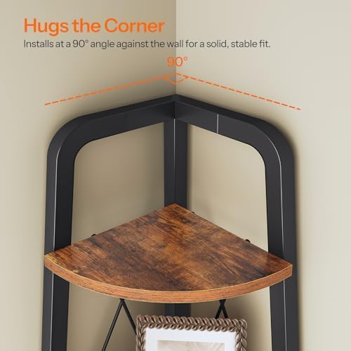 HOOBRO Corner Shelf, 4-Tier Corner Shelf Stand, 53.5" Tall Ladder Bookshelf, Industrial Corner Display Shelf Plant Stand