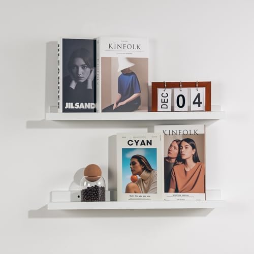 NEXHOME PRO Floating Shelves for Wall Set of 2, 24 Inches Picture Ledge Shelf, Kids Bookshelf Wall Mounted for Living Ro
