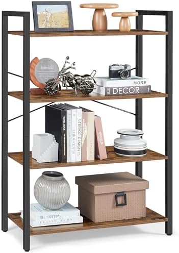 VASAGLE 4-Tier Bookshelf, Bookcase with Shelves, Storage Shelf, Living Room