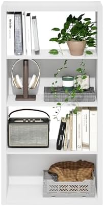 Furinno Viola Book Shelf, 4-Tier Bookshelf, Extra Thick Frame Bookcase with Open Shelf, Open Back Design, 11.3" x 23.2" 