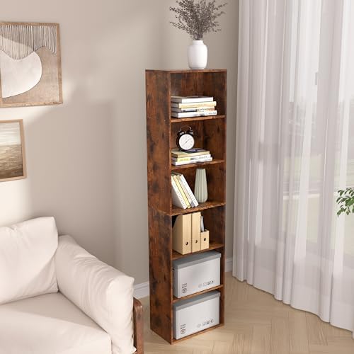 Wooden 4 Cube Storage Organizer, 4 Tier Tall Vintage Bookshelf Freestanding Storage Display Organizer, Versatile Cubes S