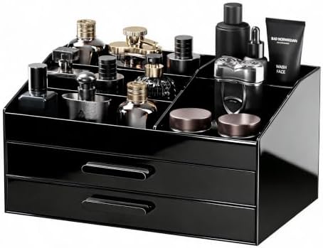 ProCase Cologne Organizer for Men with Drawer, Bathroom Organizer -2 Layer