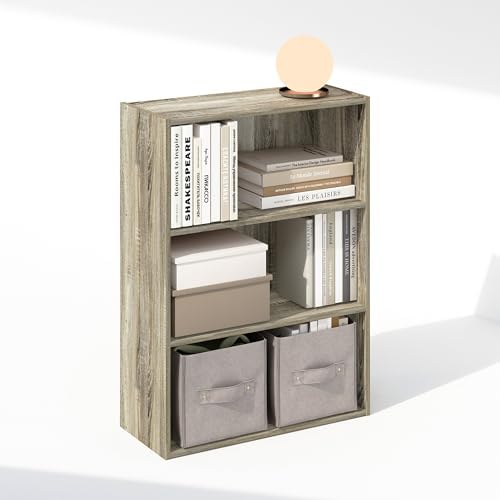 Furinno Simple Book Shelf, 3-Tier Bookshelf, Storage Shelves Bookcase, 9.7 x 23.7 x 31.5, for Living Room, Bedroom, Home