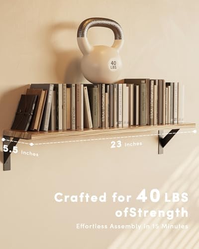 Floating Shelves for Wall, Wall Mount Book Shelf, Hanging Shelves, Wall Bookshelf for Bedroom, Office, Living Room (Ligh