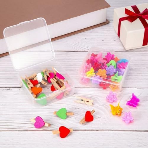 SATINIOR 24 Pcs Small Clear Plastic Container Box, 3.3 x 3.3 x 1.2 in
