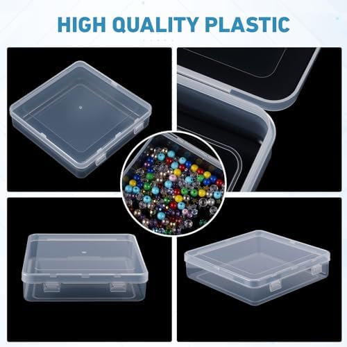 Jetec 6 Pieces Small Clear Plastic Storage Box, 5.9 x 5.9 x 1.5 Inch