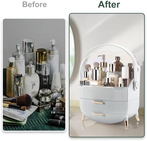 Makeup Organizer, Large Skincare Organizer for Vanity with Drawers & Cover