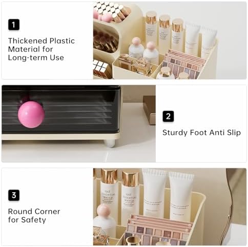 UFORU Makeup Organizer Countertop with Brush Holder for Vanity Bathroom