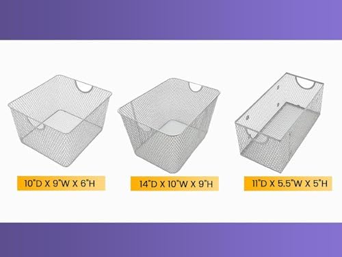 YBM HOME Kitchen Pantry Organizer Wire Basket for Shelves, Cabinets, Pantry, Countertop, Mesh Open Storage Bin Metal Bas