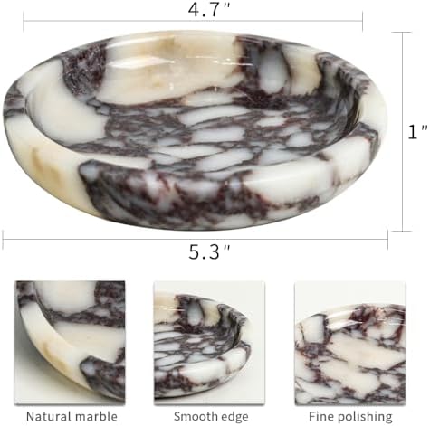 DUANYAN 5.5" Marble Jewelry Tray for Vanity, Small Marble Trinket Dish Tray