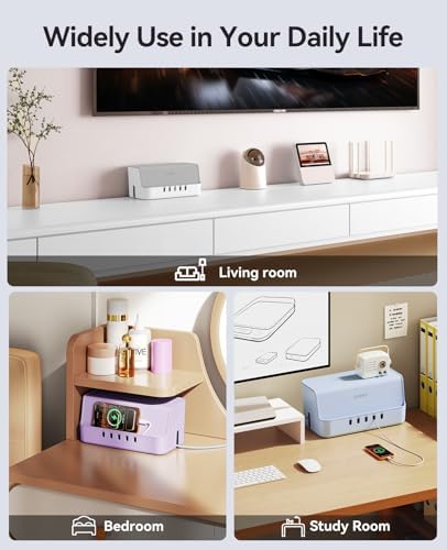 ORICO Cable Management Box with Phone Stand Lid, Large Cord Organizer Case for Hiding Power Strips & Surge Protectors, H