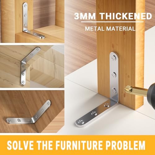 25Pcs Stainless Steel Angle Brackets 3”x 3” Heavy Duty Corner Brackets