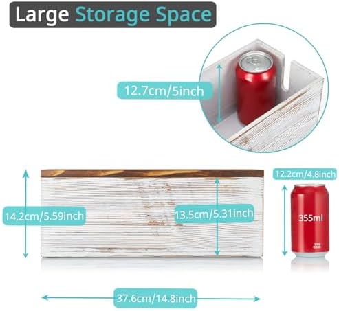 Large Cable Management Box, White Washed Wood Cord Organizer Box for Desk, Floor, Office to Hide Extension Cords Power S