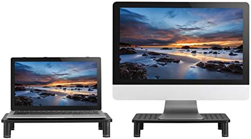 Husky Mounts Monitor Riser Laptop Stand, Adjustable Legs, Stackable, 14.5 x 9.25 x 3.125 Inches Max Height, Matte Black 