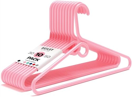 DEILSY™ Heavy Duty Plastic Hangers 10 Pack Thick Pink Heavy Duty Hangers