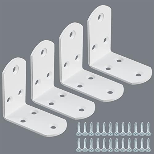 Alise White 4 Pcs L Brackets, Small Corner Brackets for Wood Furniture
