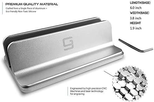 Vertical Laptop Stand for Desk [Adjustable] Sturdy Aluminum Dock Fits All Laptops (up to 20.3 inches) Space Saving, Mode