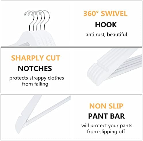 Amber Home 20 Pack 15" White Wooden Clothes Hangers for Woman