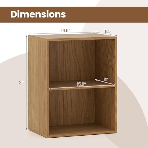 Tangkula 2-Cube Bookcase, Floor Standing Open Bookshelf, 5-Position Adjustable Shelf, Modern Display Shelf, Anti-Topplin