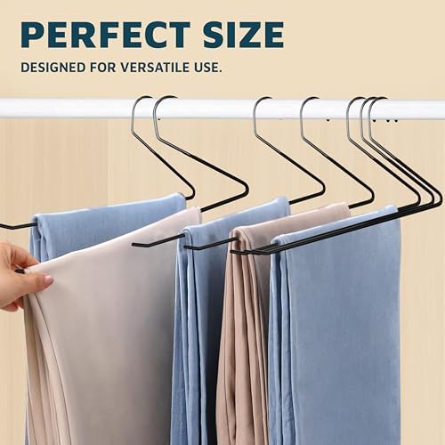 Lifemaster Metal Pants Hanger Set - 50 Pieces Elegant Non-Slip Closet Space Saving Hanger Set for Pants, Trouser, Blankets, and Jeans with Rubber Coating and Open Ended Sleek Design - Black