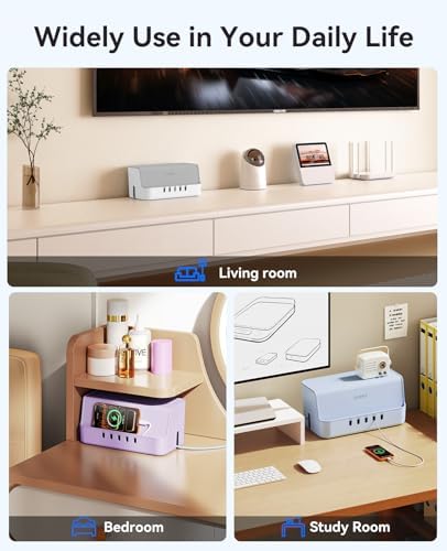 ORICO Cable Management Box with Phone Stand Lid, Large Cord Organizer Case for Hiding Power Strips & Surge Protectors, H