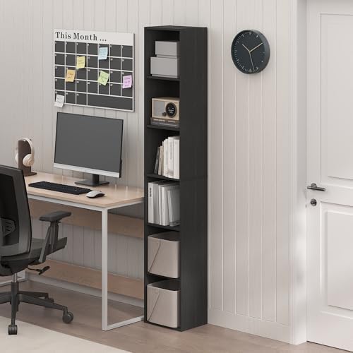 Furinno PASIR Book Shelf, 6-Tier Bookcase, Tall Standing Bookshelf, Open Storage Shelf, 9.4 x 12 x 71 Inches, for Home O