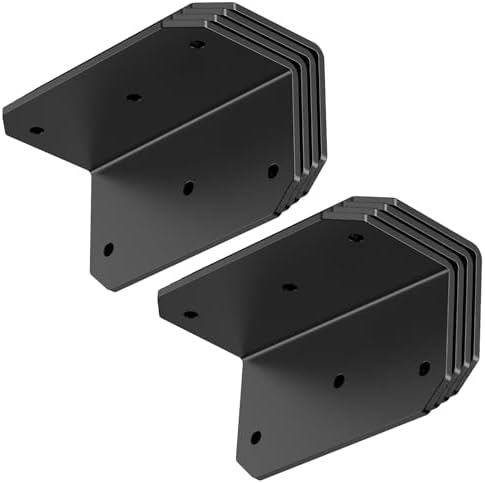 2x4 Inch 90 Degree Corner Bracket, 200 LBS, Black, 8 Pack