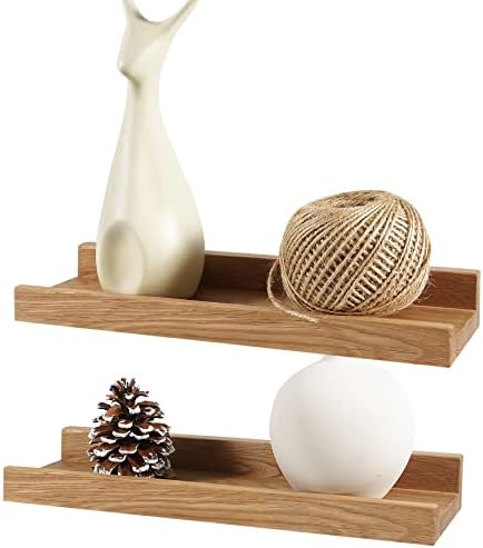 12x4-Inch Natural Solid Oak Wood Floating Shelf for Wall Decor