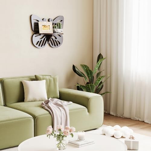 Butterfly Shaped Nursery Wall Deor, Solid Wood Floating Shelves, Small Decorative Shelf Wall Mounted, Cute Display Rack 