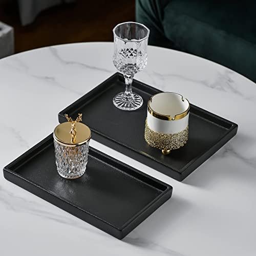 Ceramic Makeup Tray Redelaenor, Black Bathroom Accessories Holder for Kitchen Sink Organizer and Home Decorative Tray Re