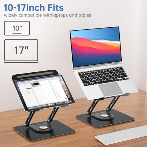 Laptop Stand for Desk Adjustable Computer Stand with 360 Rotating Base Ergonomic Laptop Riser Mount for Desk Foldable Pr