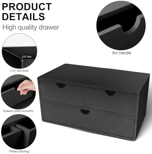 Charmewooden Bamboo Desk Organizer With Drawers Countertop Drawers Counter Storage Box Corner Desk Organizer for Home Office No Assembly Required