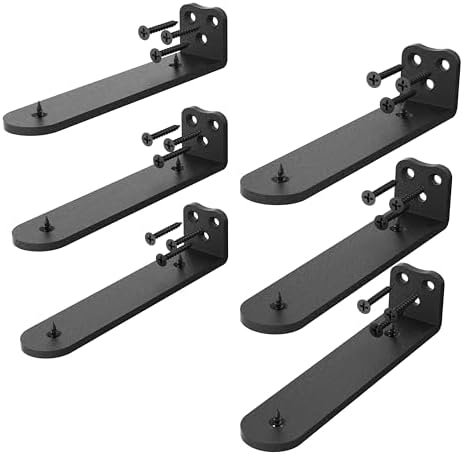8Inch Black Heavy Duty Floating Shelf Bracket 6 Pack 3-Hole Mount
