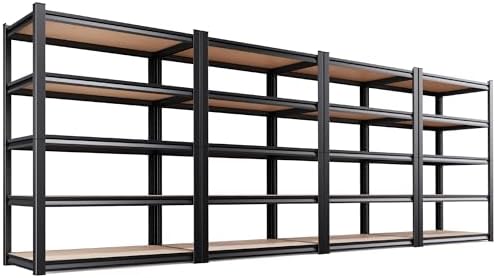 4-Pack Garage Shelving Unit,Heavy Duty Metal Storage Shelves, 71" H x 46" W x 18" D Total Capacity, 5 Tier Adjustable Bo