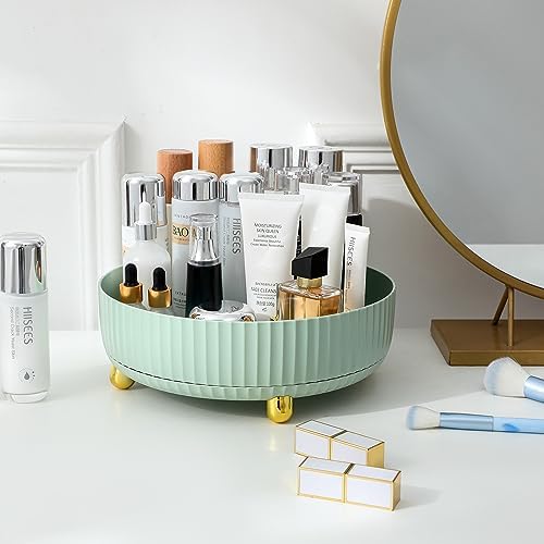 360 Rotating Makeup Perfume Organizer Skincare Tray, Small Light Green