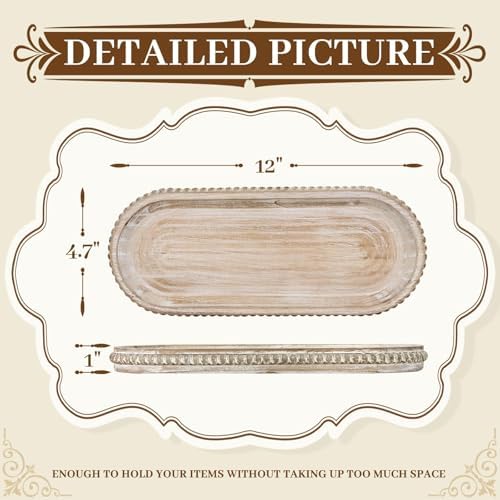 MAONAME Wash White Oval Long Narrow Tray, 12" x 4.7" Bathroom Vanity Tray