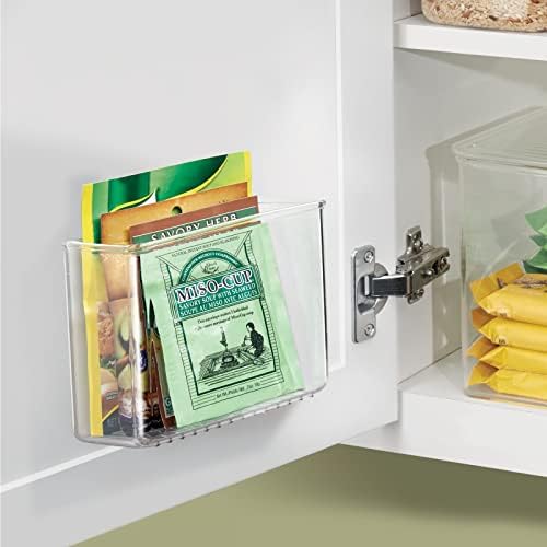 mDesign Plastic Adhesive Mount Storage Organizer Container for Kitchen or Pantry Wall Organization - Space Saving Holder