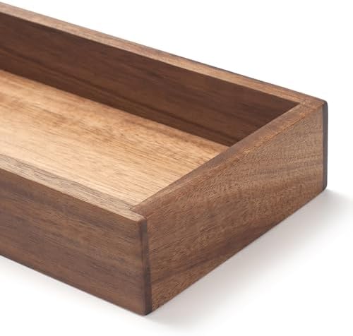 Bathroom Vanity Tray, Bathroom Tray for Counter, Acacia Wood Toilet Tank Tray for Organizing and Home Decor (11.8 x 4.5 