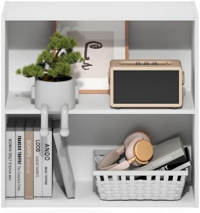 Furinno PASIR 2-Tier Book Shelf, Open Shelves Bookshelf, White